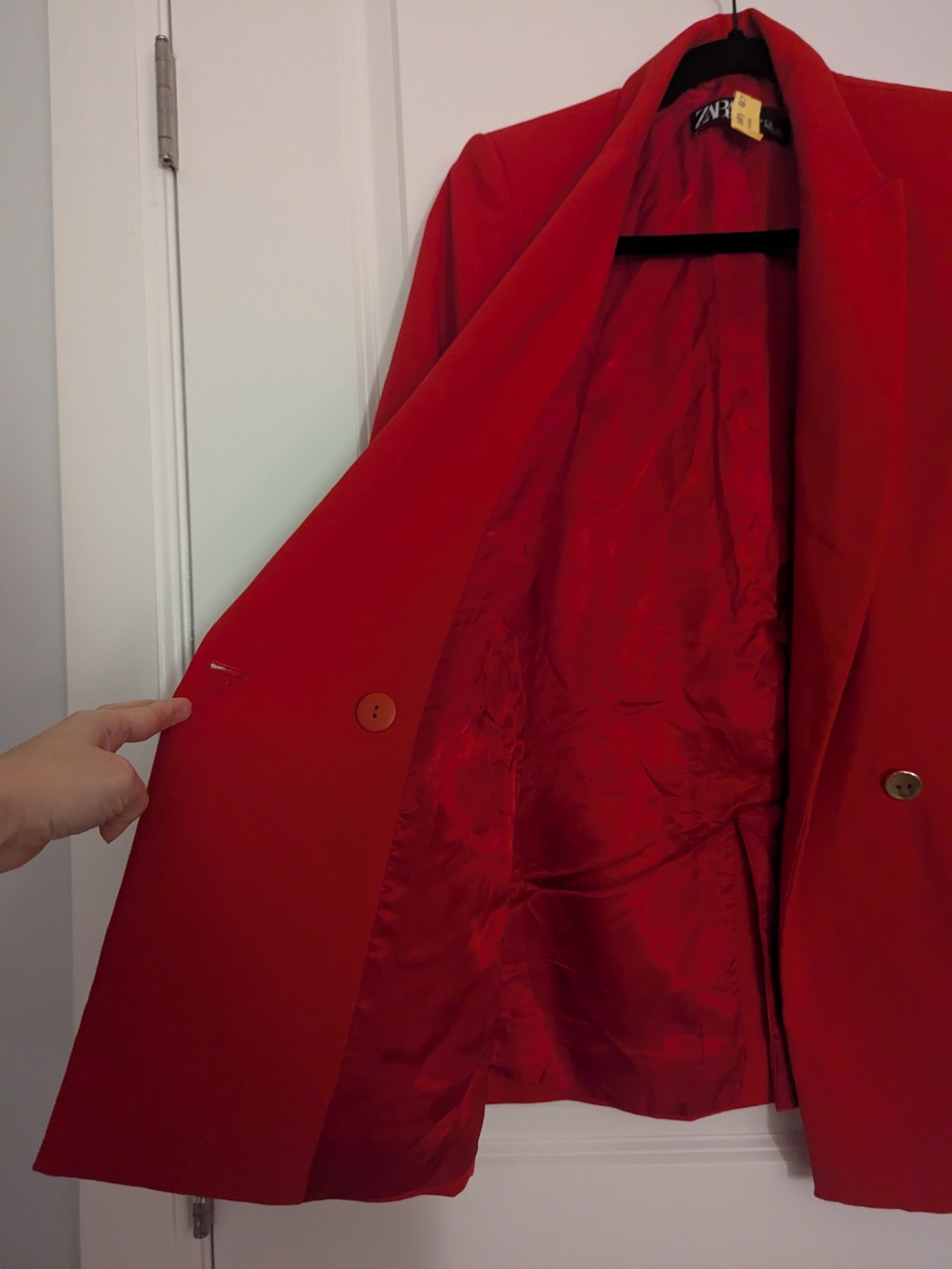 Zara Red Double-Button Oversized Blazer - Picture 4 of 8